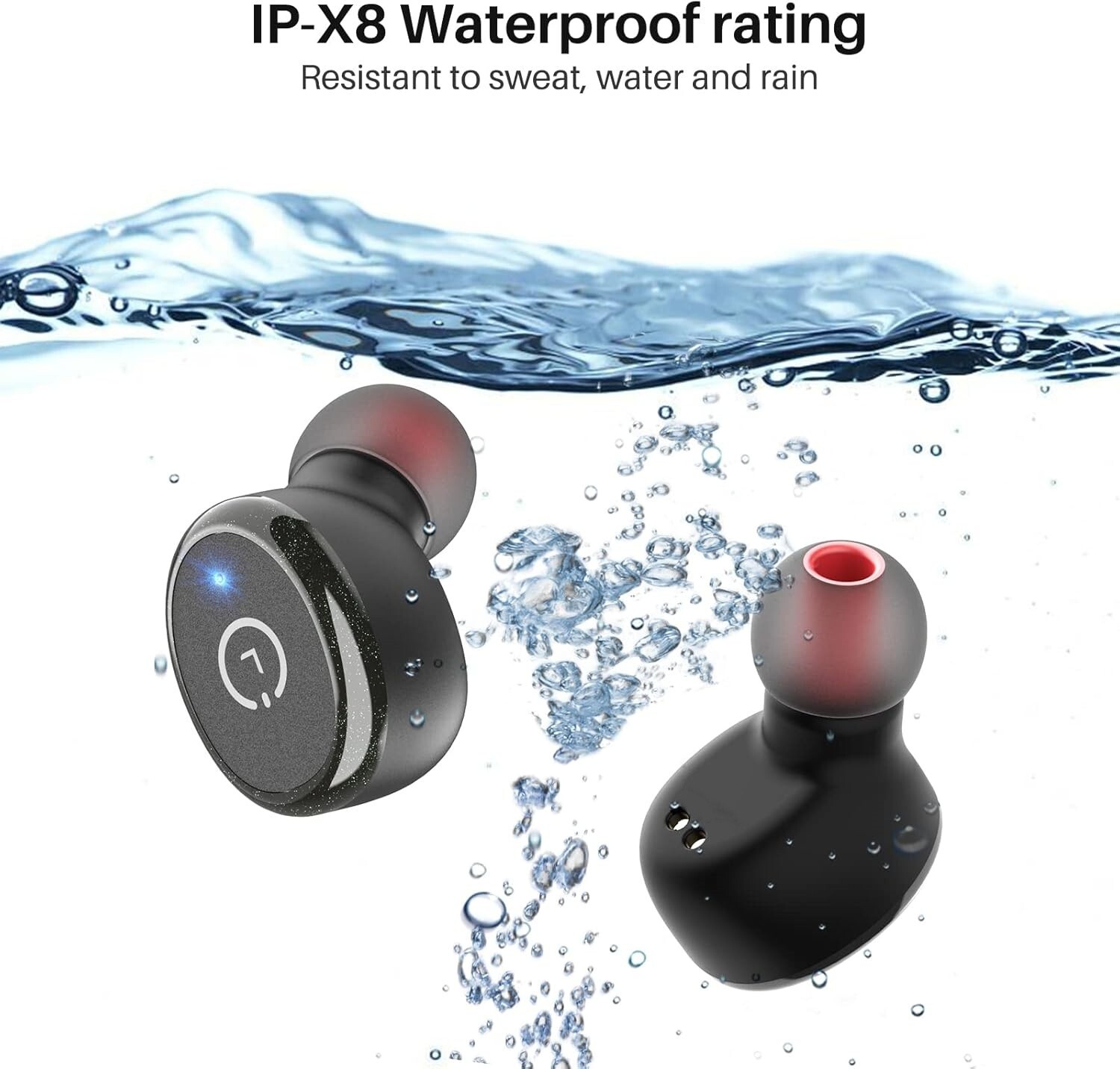 Auriculares inalámbricos con estuche de carga resistentes al agua IPX8 US NUEVO