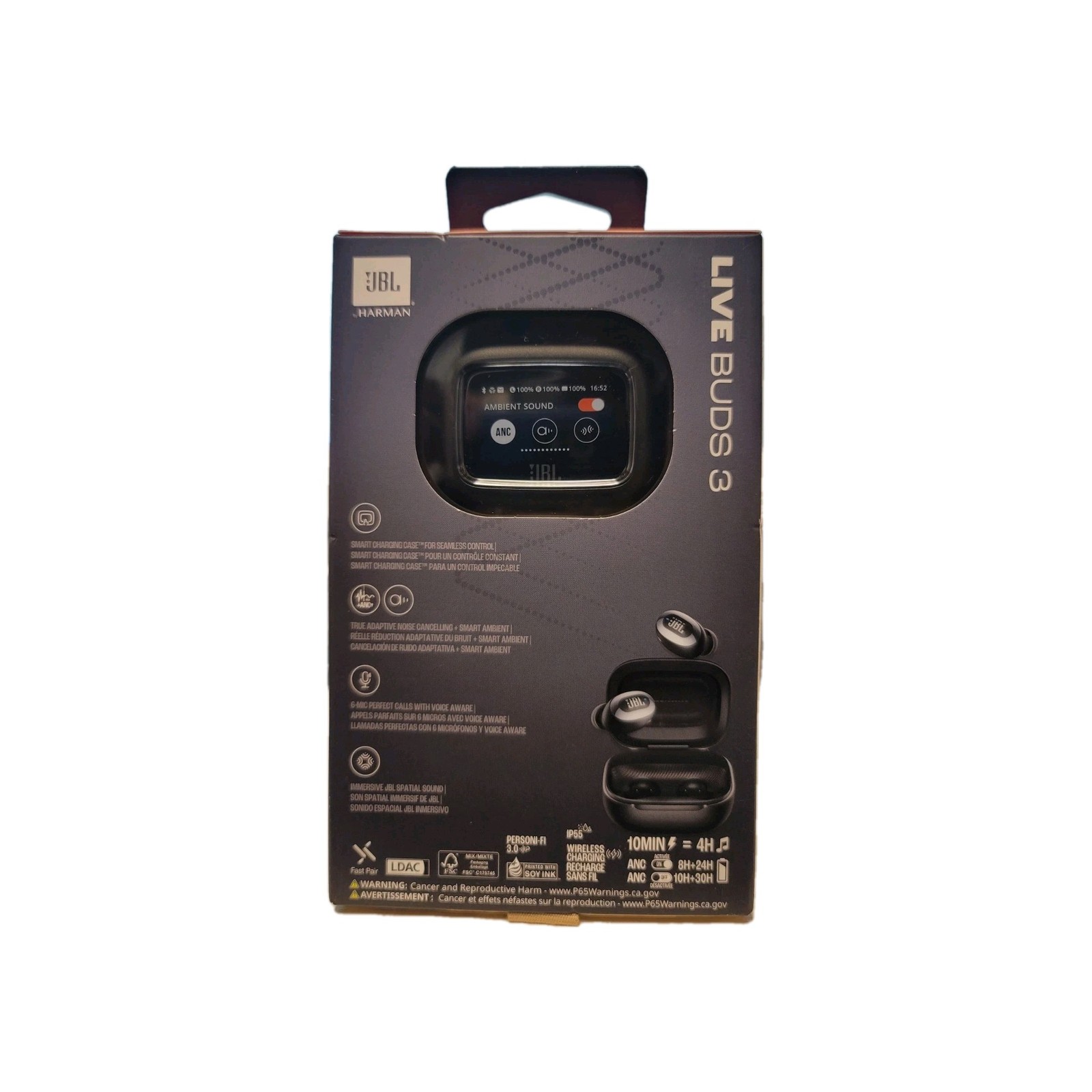 JBL Live Buds 3 – True wireless noise-cancelling bud-type earbuds (Black) NEW