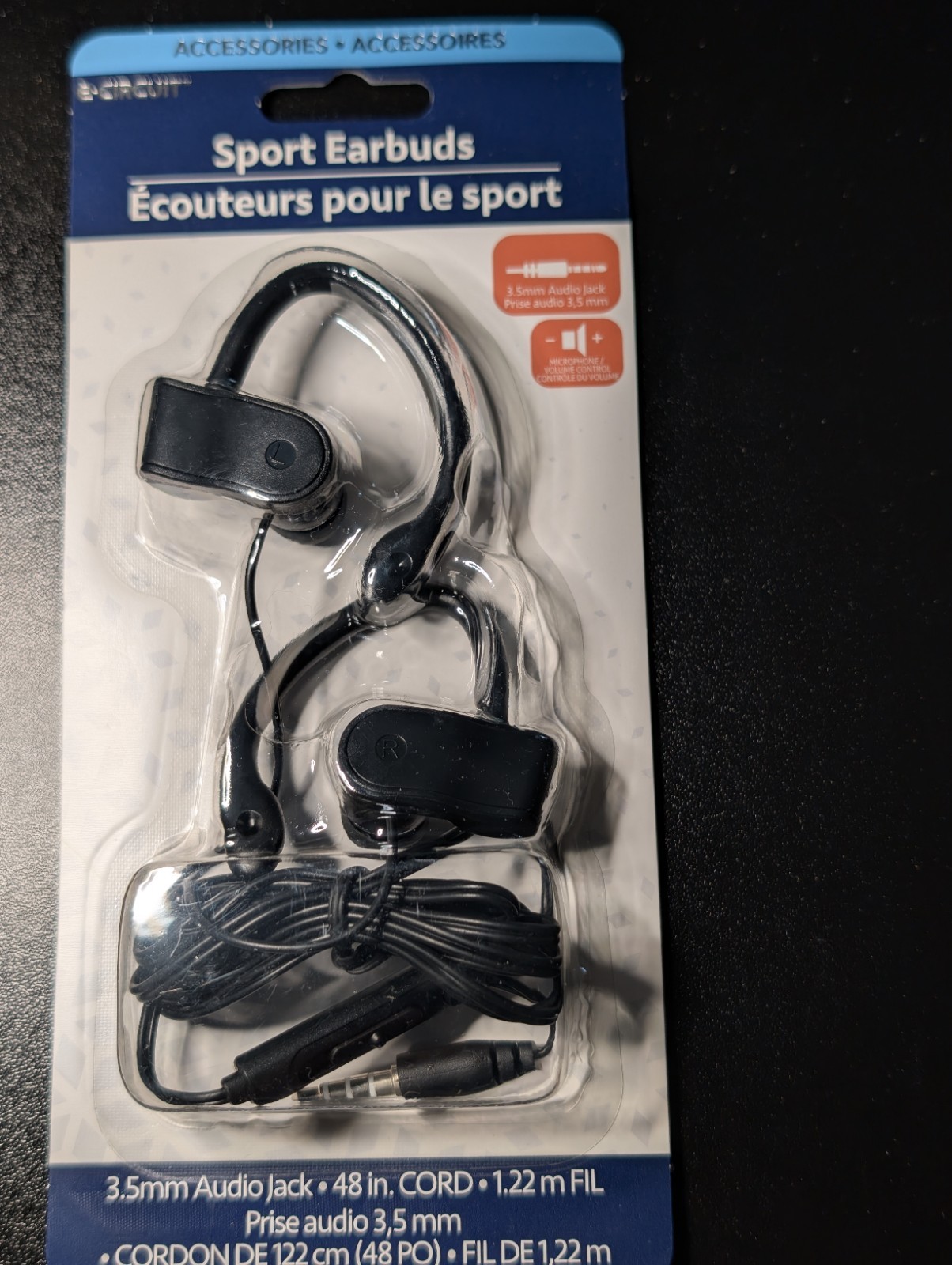 Wired Sport Earbuds Over Ear Hook Headphone 3.5mm Audio jack 48 Inch Cord New