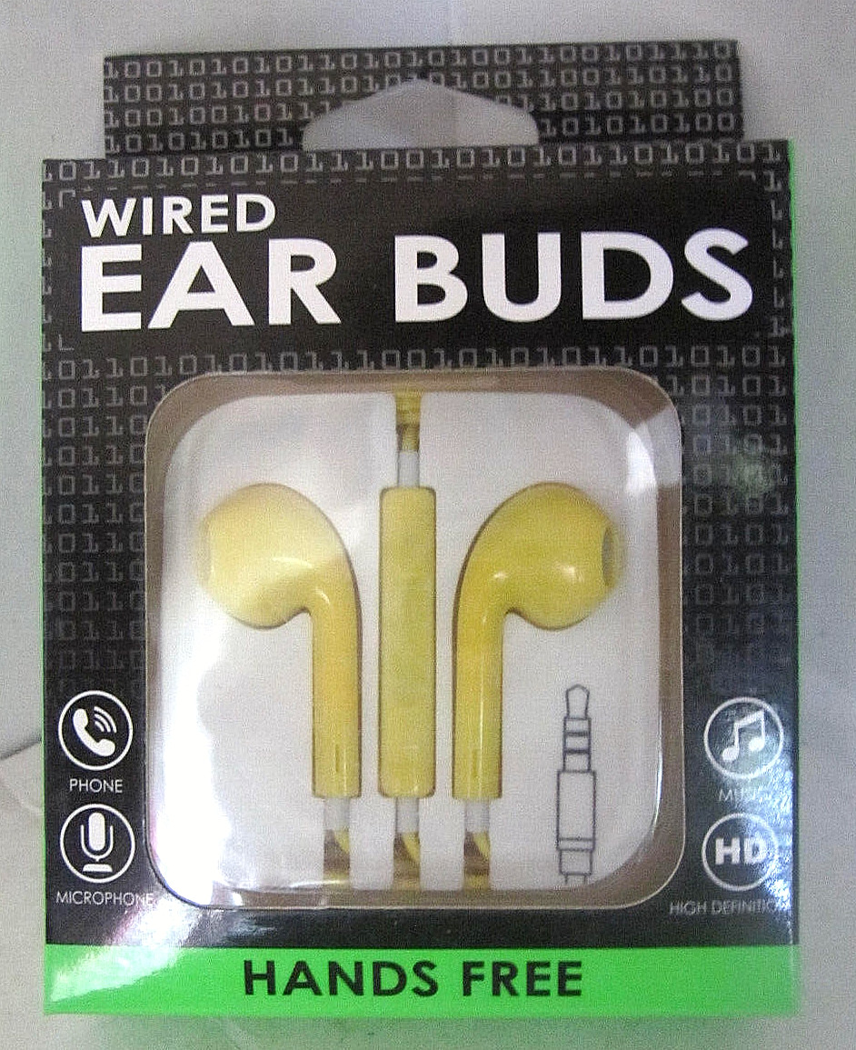 BRAND NEW 3 colors HD WIRED HANDS FREE EAR BUDS 3.5mm Audio Port Watch-Us EARBUD