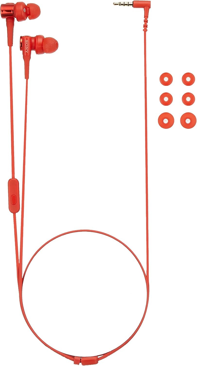 Sony MDR-XB55AP Red Extra Bass Wired In-Ear Earbuds with Mic Remote