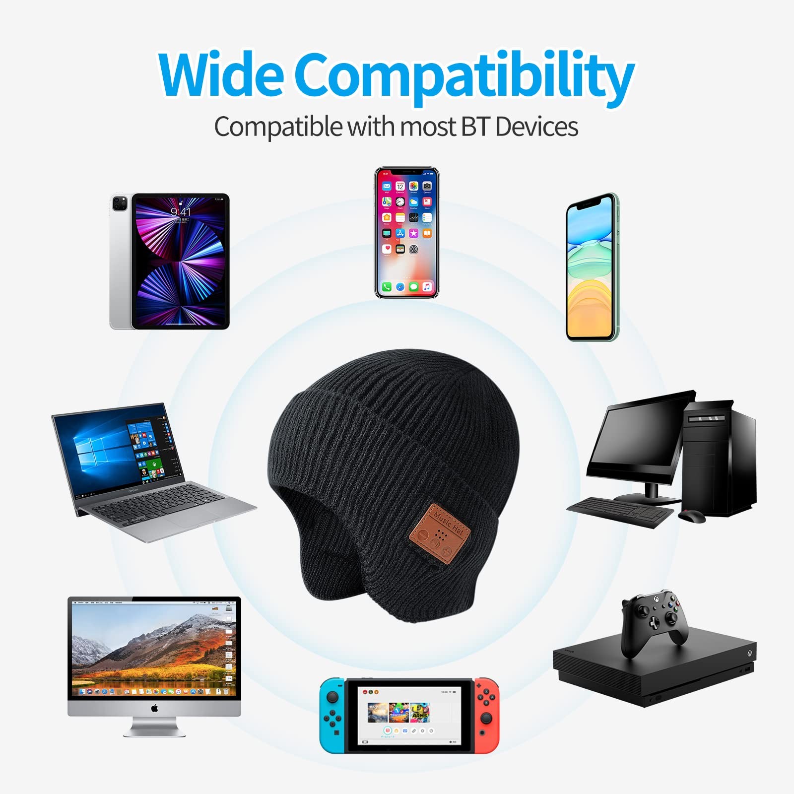Bluetooth Beanie For Men Women HD Stereo Sound Headphone Hat Winter Knit Cap