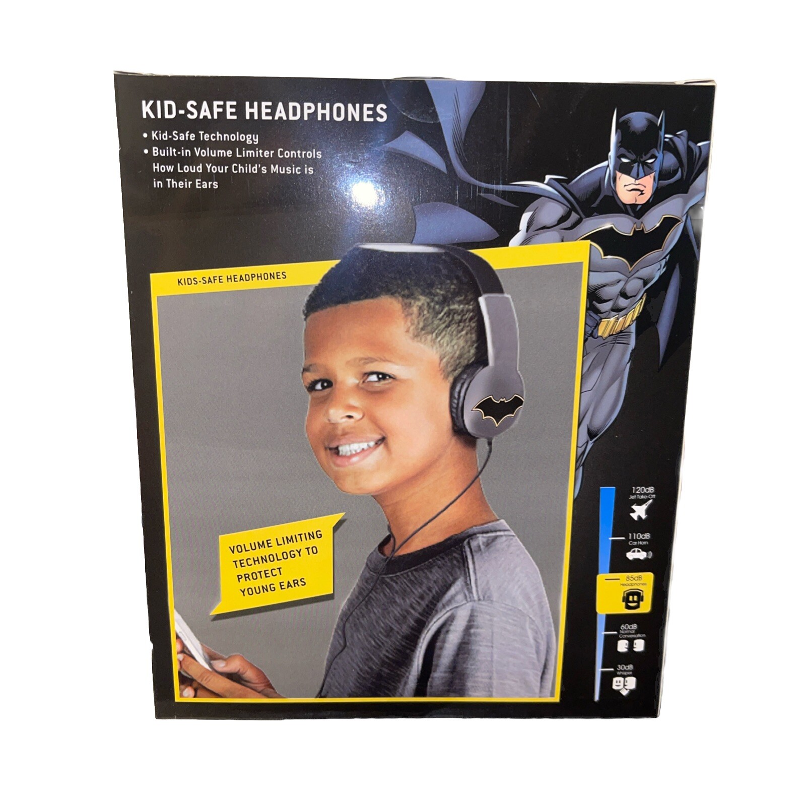 Batman DC Comics Headphones Kid Safe Adjustable Headband 3-9 yr [NEW] Sealed