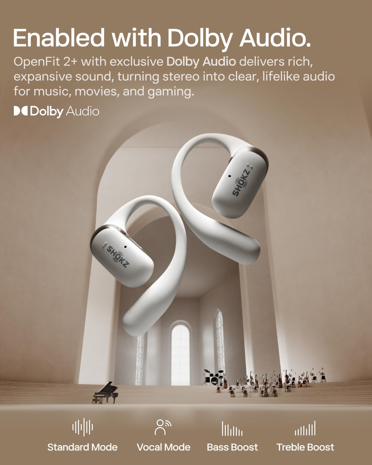 SHOKZ New OpenFit 2+ Open-Ear Headphones, Dolby Audio Enabled, Comfortable Ea…