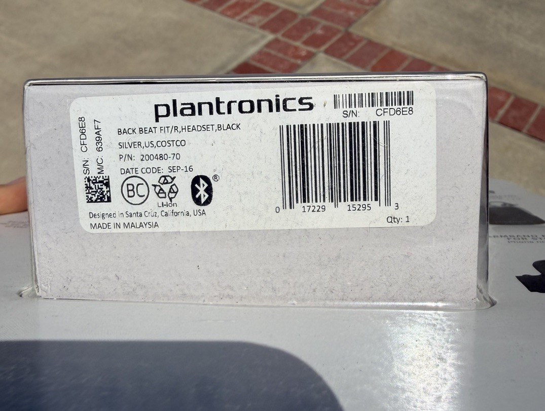 Plantronics BackBeat FIT Bluetooth Wireless Sport Headphones Gray New Sealed