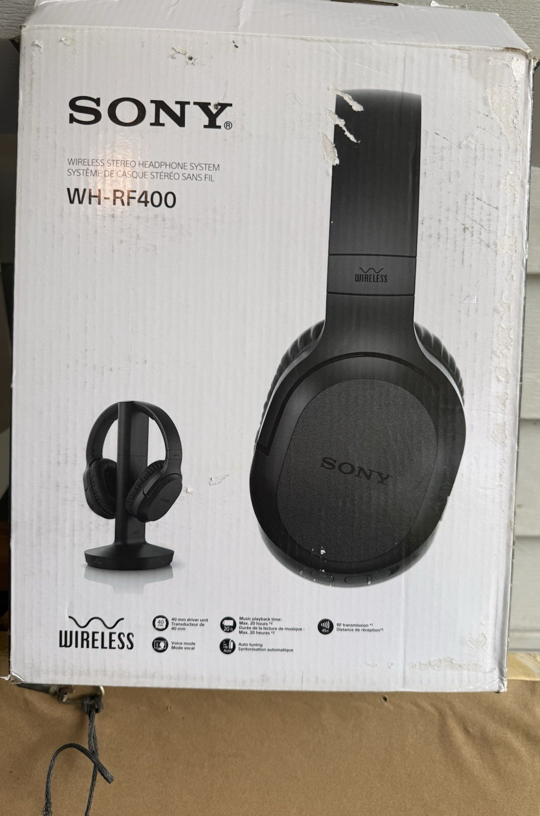 Sony WH-RF400 RF Wireless Headphones Black 40mm Voice Mode Charging Dock