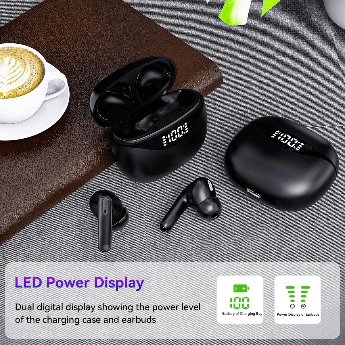 TWS Wireless Bluetooth 5.3 Earbuds Stereo Headset Noise Cancelling Trucker w/Mic
