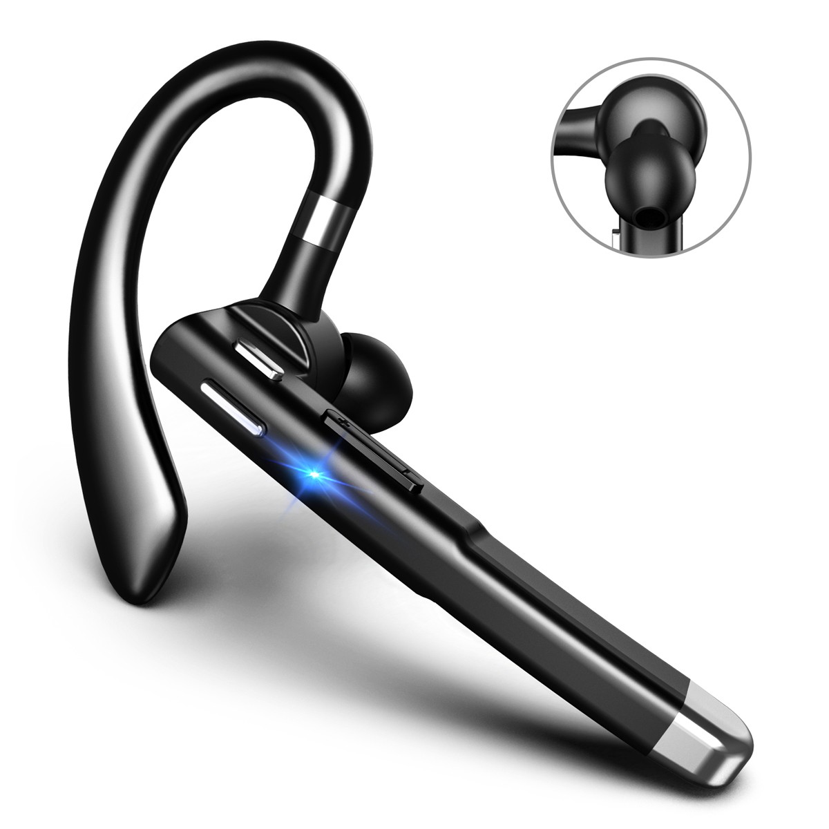 Wireless Bluetooth Earpiece V5.0 Handsfree Headset Driving Trucker w/ Microphone