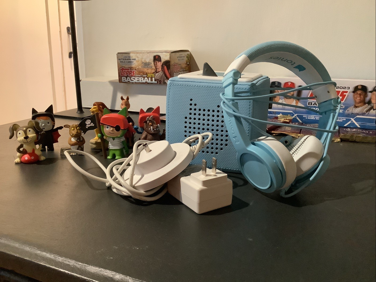 Light Blue Toni’s Box with Eight Tonies A Power Cord and Headphones Included