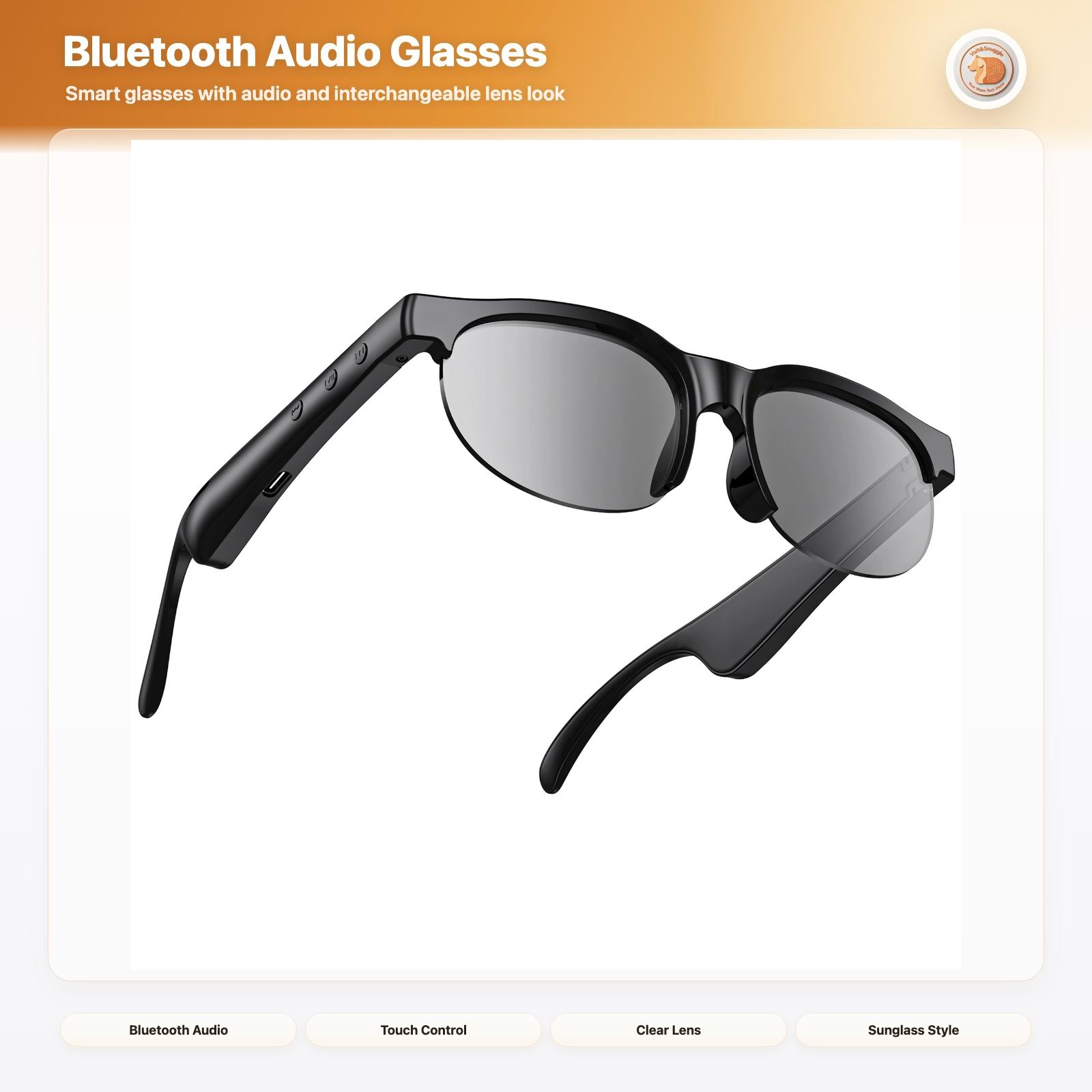Bluetooth Audio Smart Glasses Lens Set Calls Music