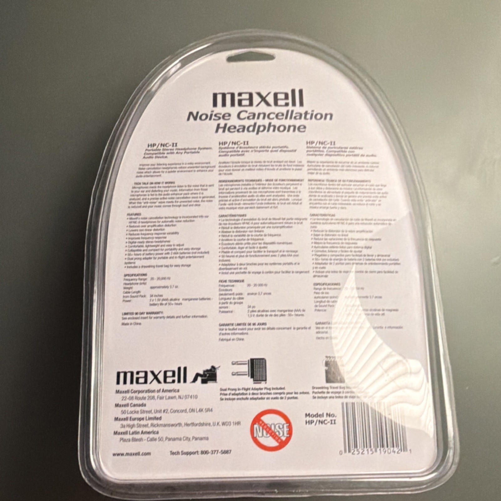 Maxell HP/NC-II Noise Cancellation Headphones, Collapsible, Travel Bag, 3.5mm