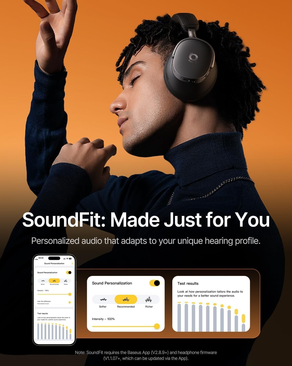 Baseus Inspire XH1 Adaptive Active Noise Cancelling Headphones, Sound by BOSE