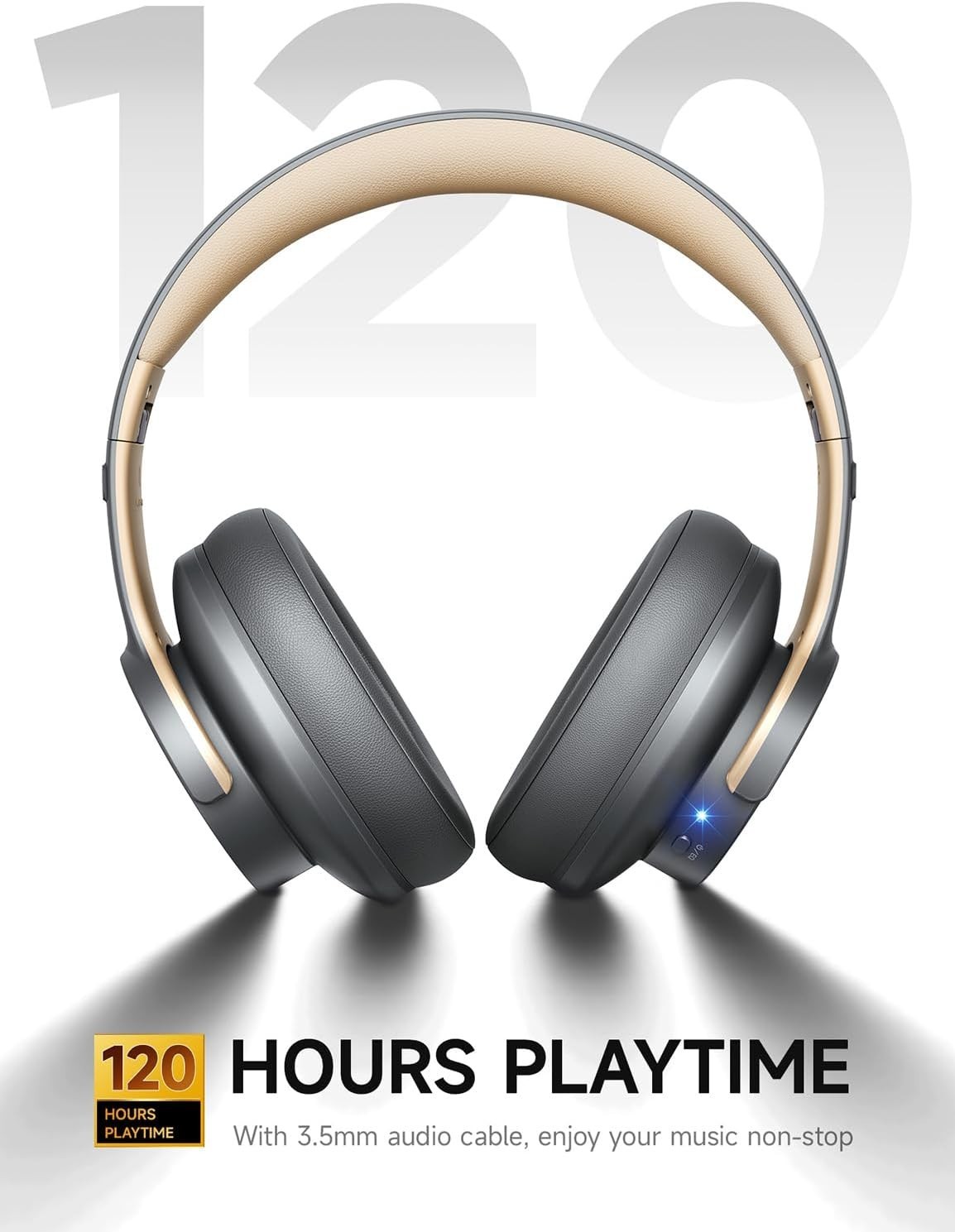 Picun B8 Bluetooth Headphones 120H Playtime Headphones Wireless Bluetooth wit…
