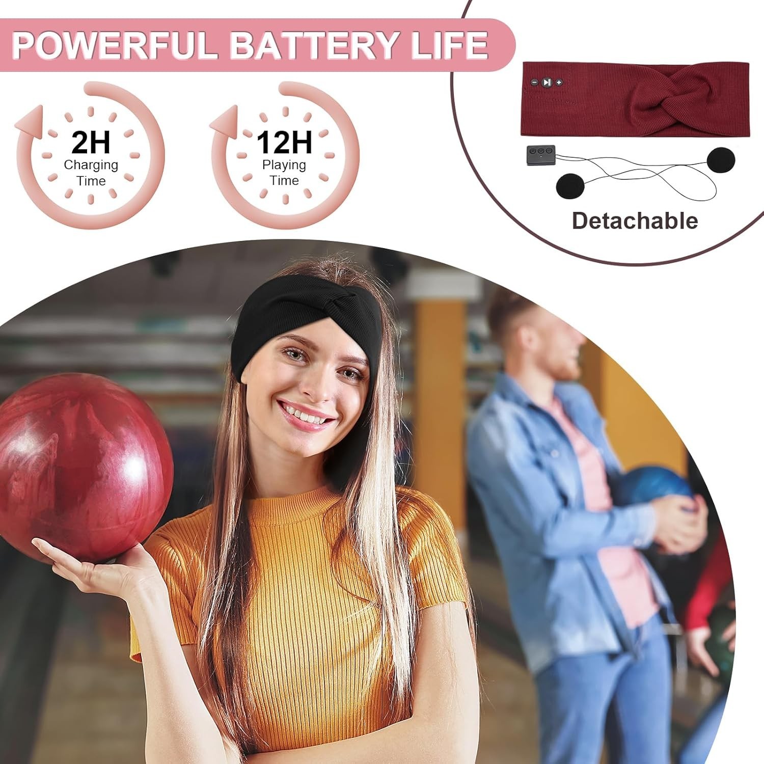 2-Pack Bluetooth Headband for Women with HD Speakers – Stylish Workout Essential