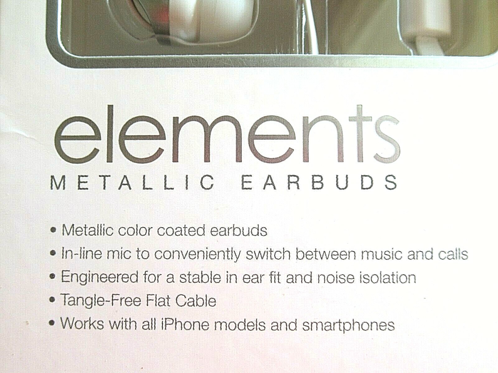 *** Merkury Innovations elements METALLIC EARBUDS Silver-White