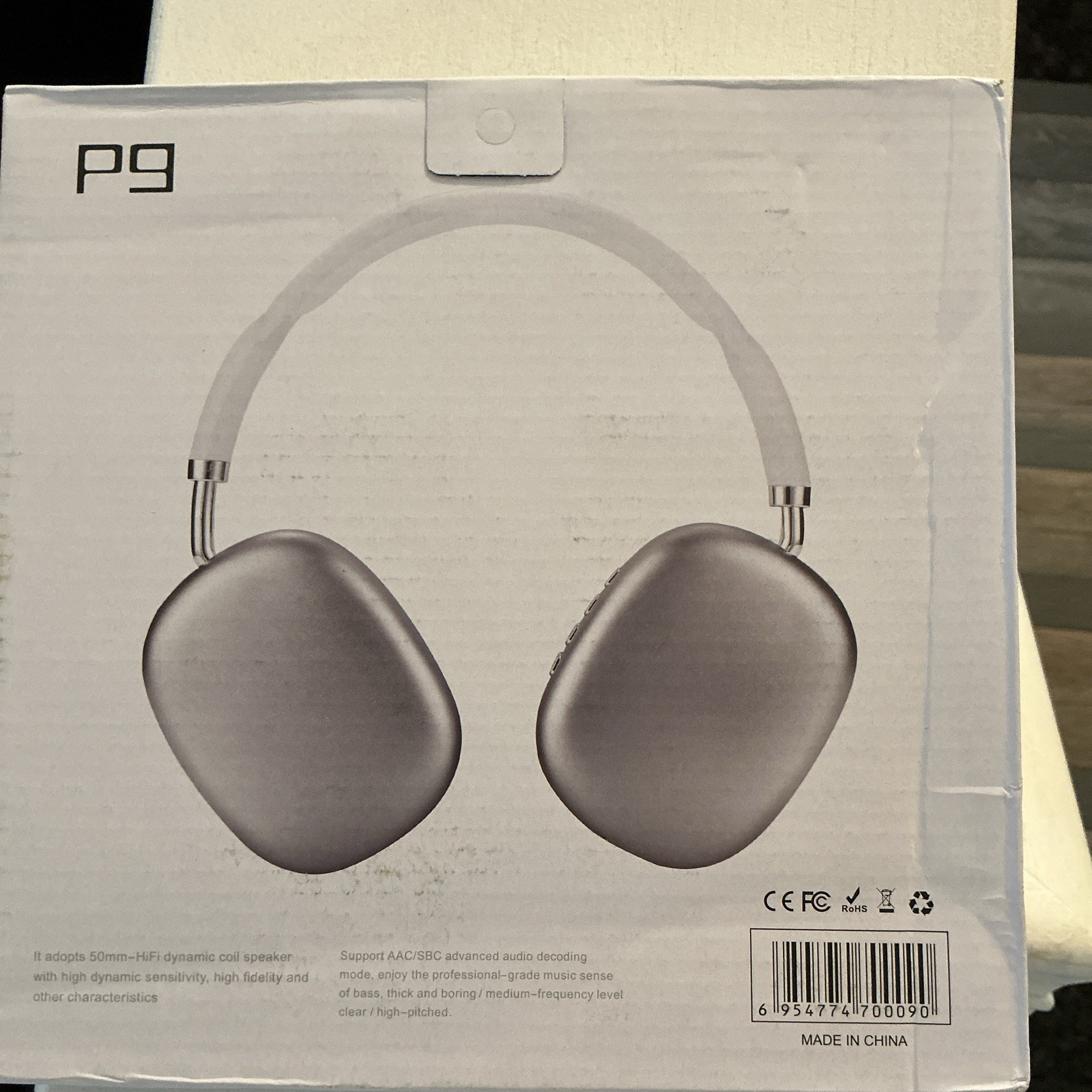 Over-Ear Headphones P9 USB Headband Ear-Cup Double Earpieces 50mm Silver