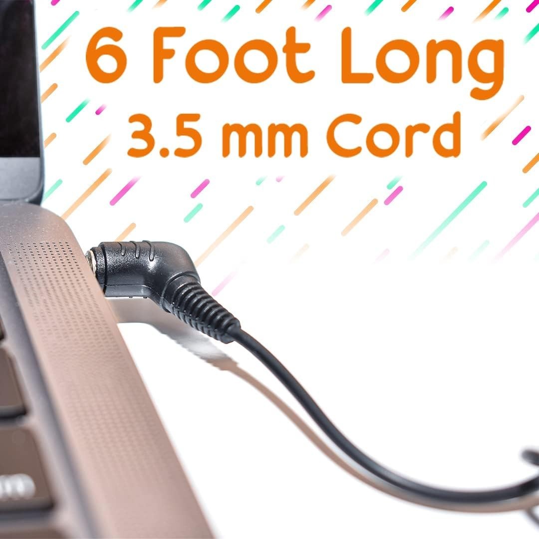 190319 Stereo Headphones – 3.5mm Cord with 6-Foot Length – Soft Padded Ear Cu…