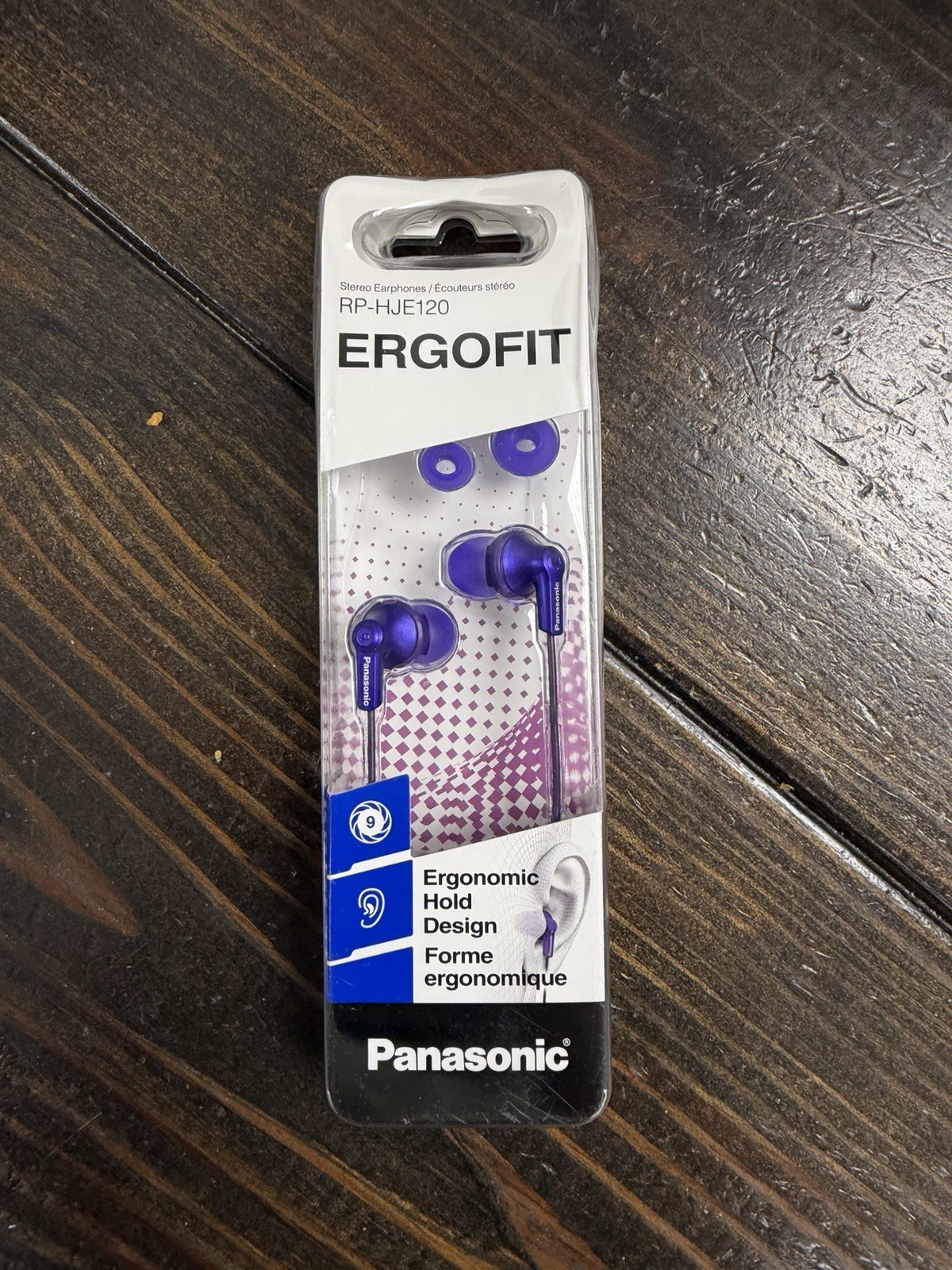Lot of 2 Panasonic RP-HJE120 ErgoFit Wired In-Ear Headphones Metallic Purple New