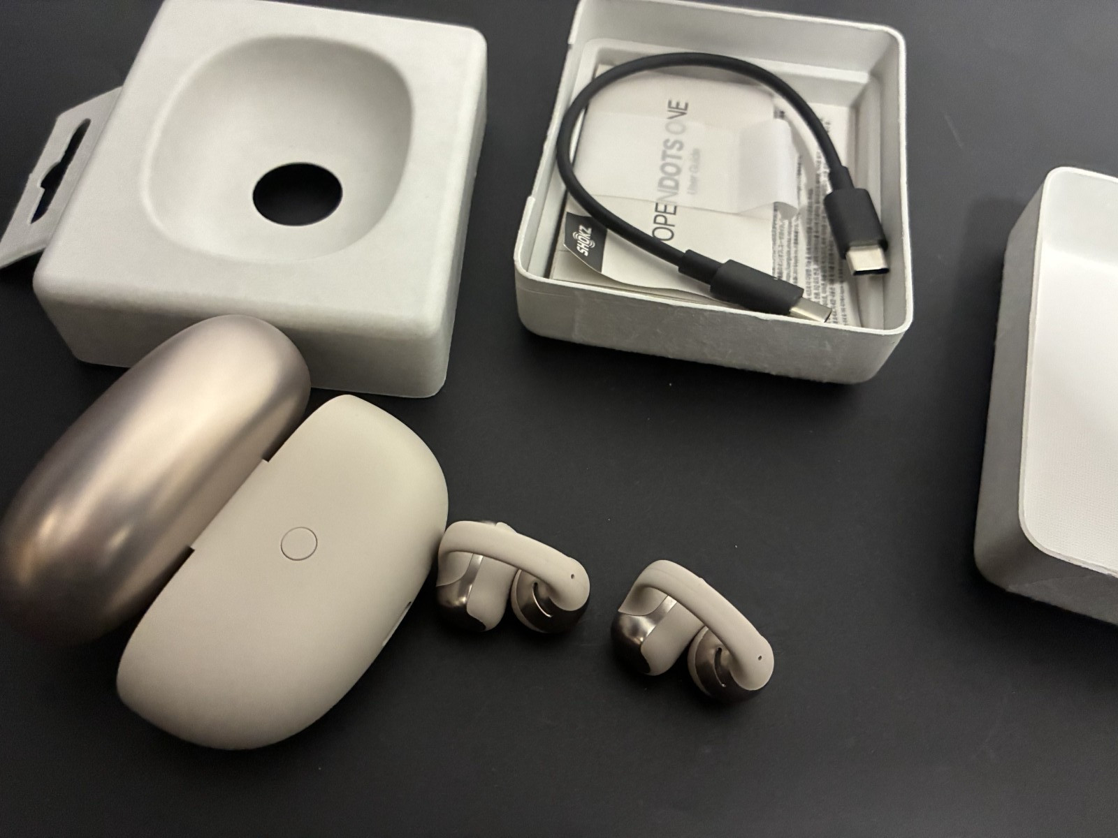 Shokz – OpenDots ONE Open-Ear True Wireless Earbuds – Beige E310- IN Box!