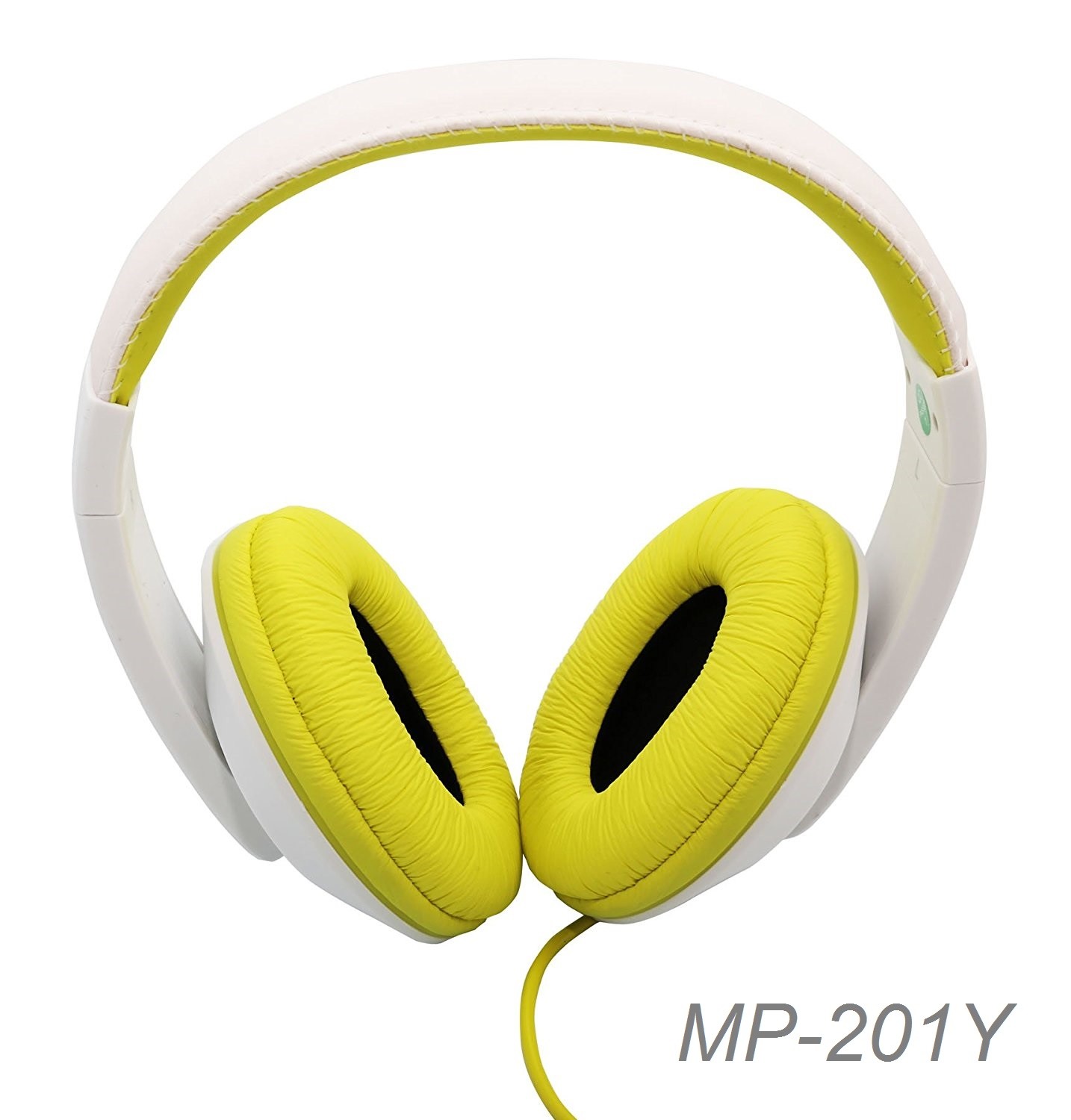 White/Yellow Stereo Headphone w/ 40mm Speaker at 20Hz – 20kHz, Over Head, On Ear