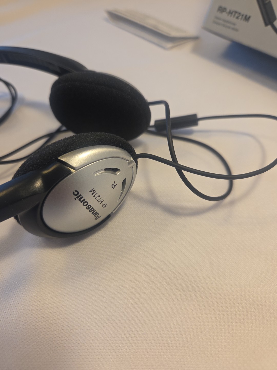 Panasonic Headphones On-Ear Lightweight Earphones with Microphone RP-HT21M