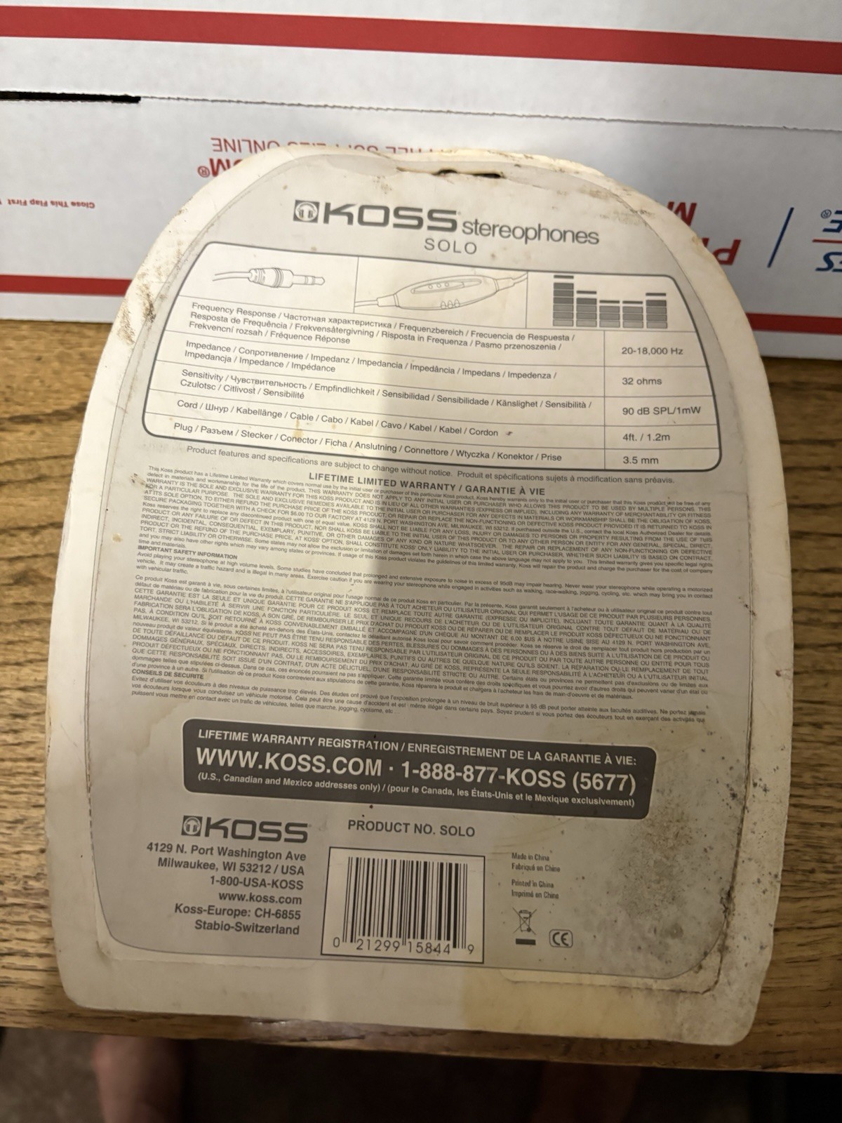 Koss Solo Stereophones Volume Control Soft Ear Cushions NOS New In Package