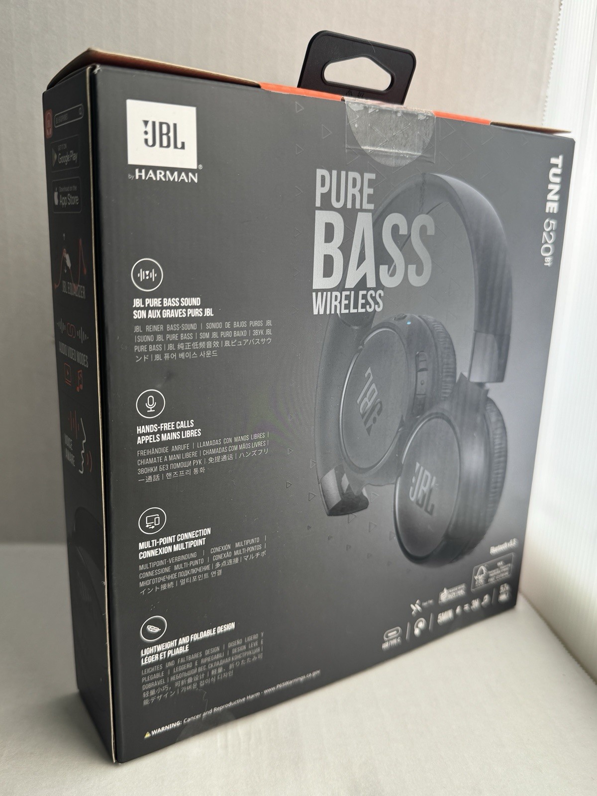 JBL Tune 520BT Wireless On Ear Headphones Bluetooth Pure Bass Black New