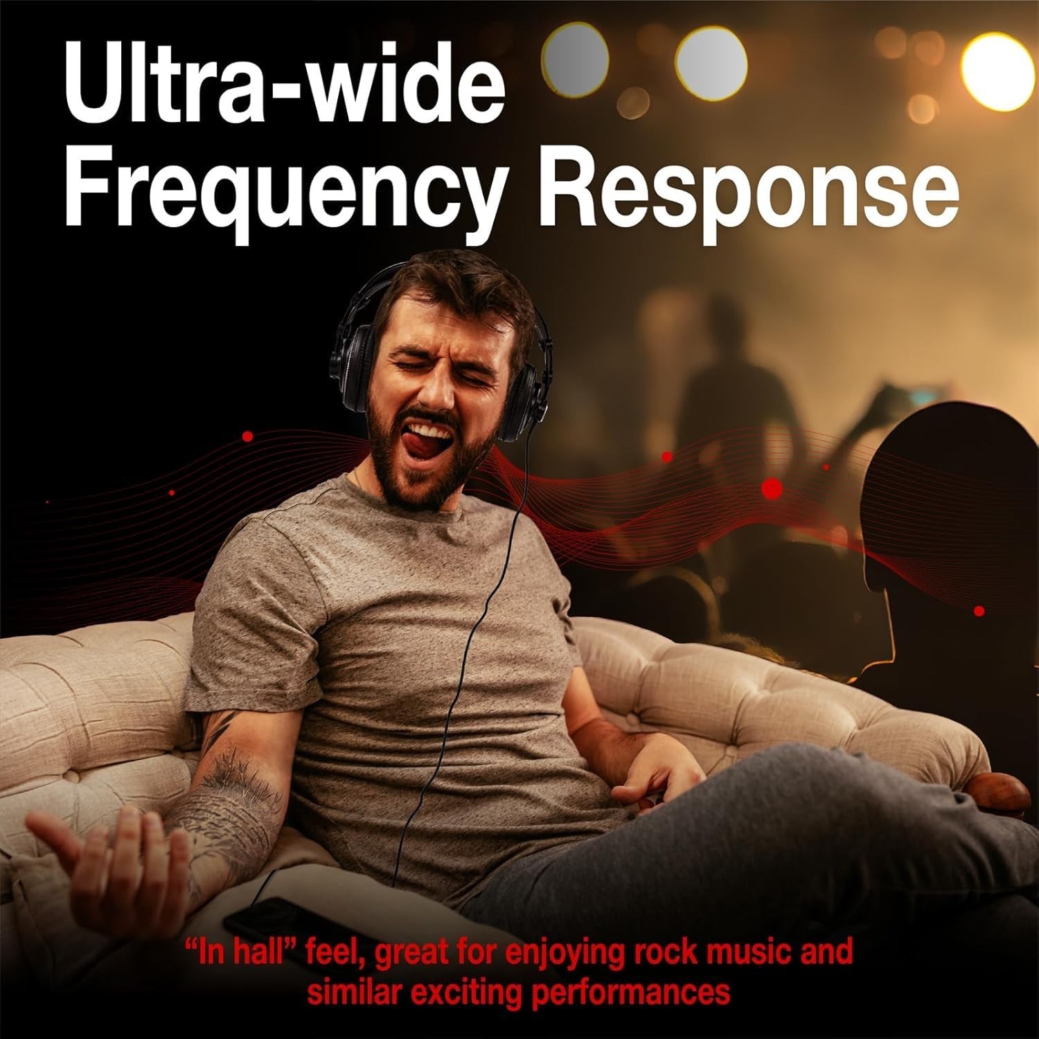 Dynamic Over-Ear Headphones with 50mm Neodymium Driver, Deep Bass, Semi-Open Des