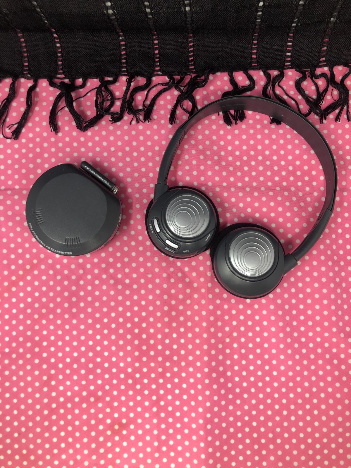 FM Transmitter with Wireless Headphones