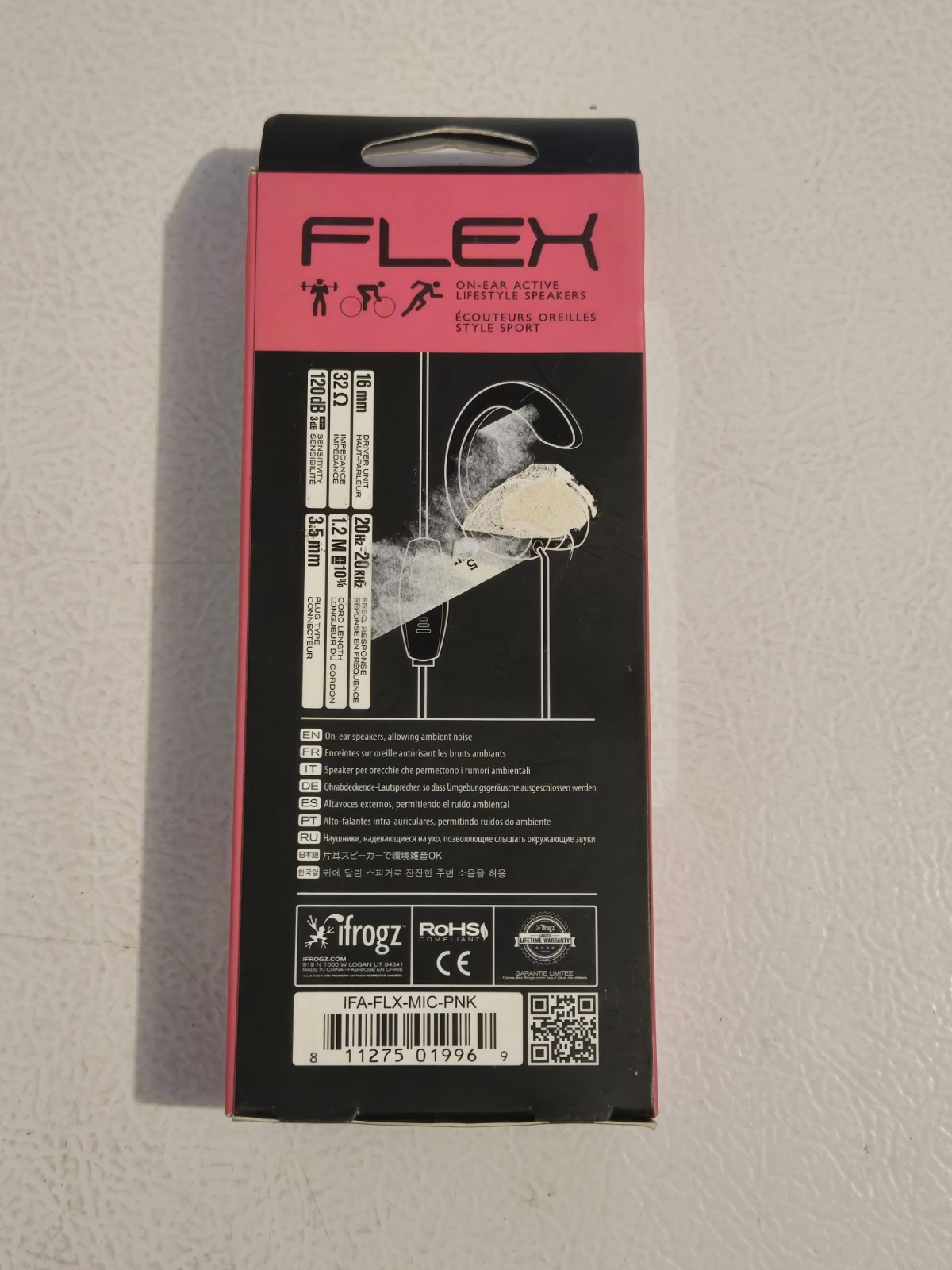 iFrogz Audio Flex Headphones In-line Mic Phone Jack Plug – Pink