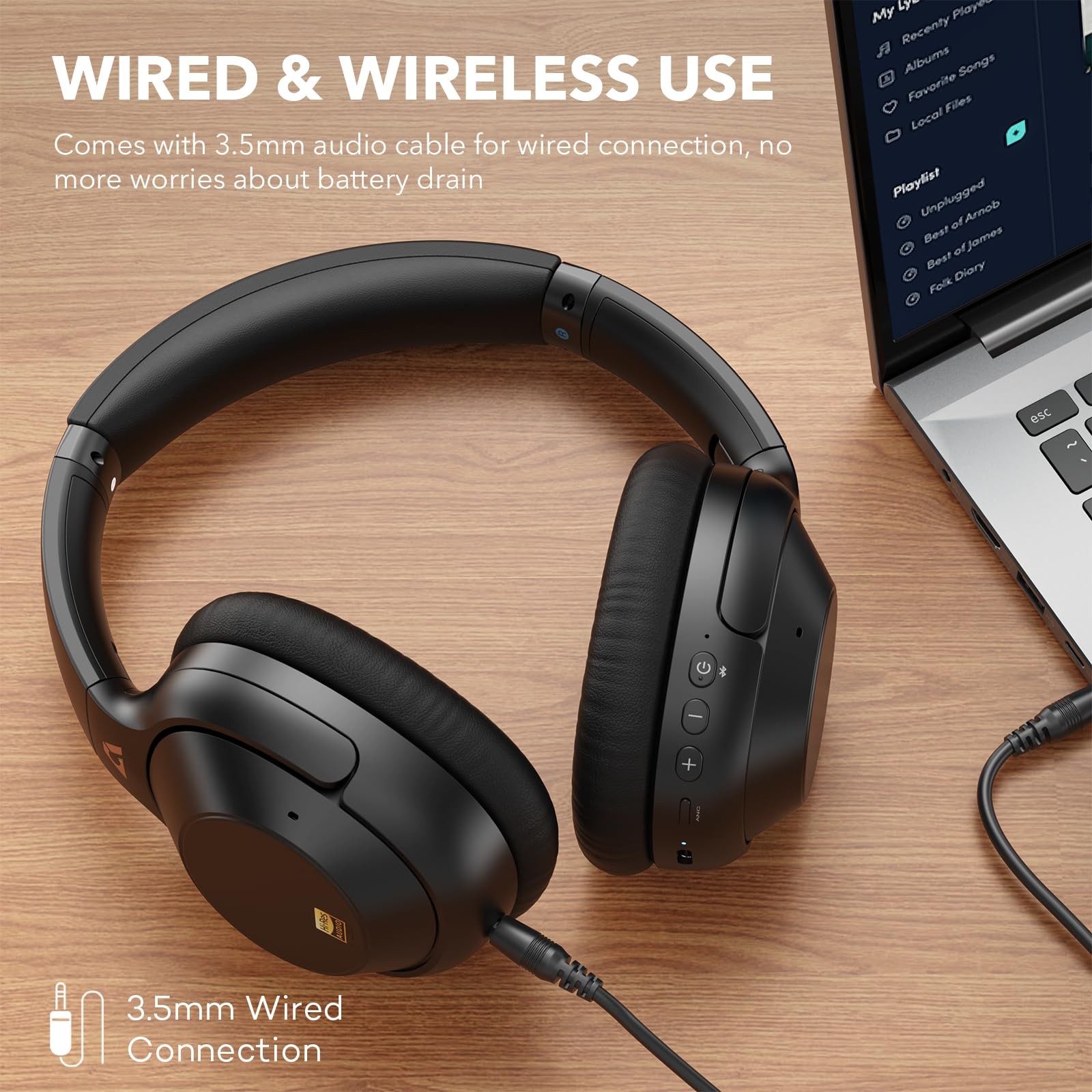 Bluetooth 6.0 Active Noise Cancelling Headphones for Airplane Travel, LDAC Hi…