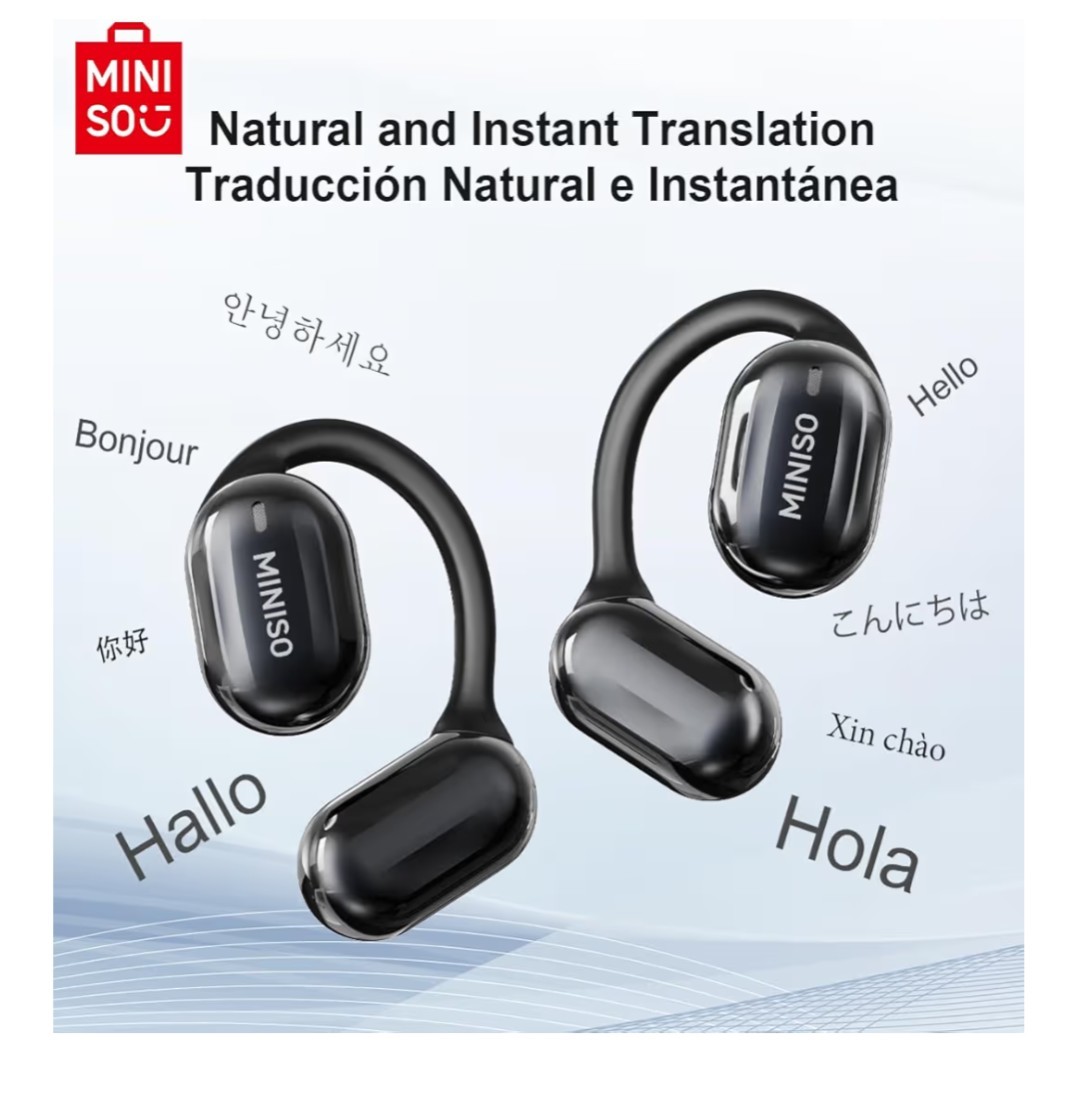 New Black MINISO AI Translation True Wireless OWS Headphones MS162 HD Voice