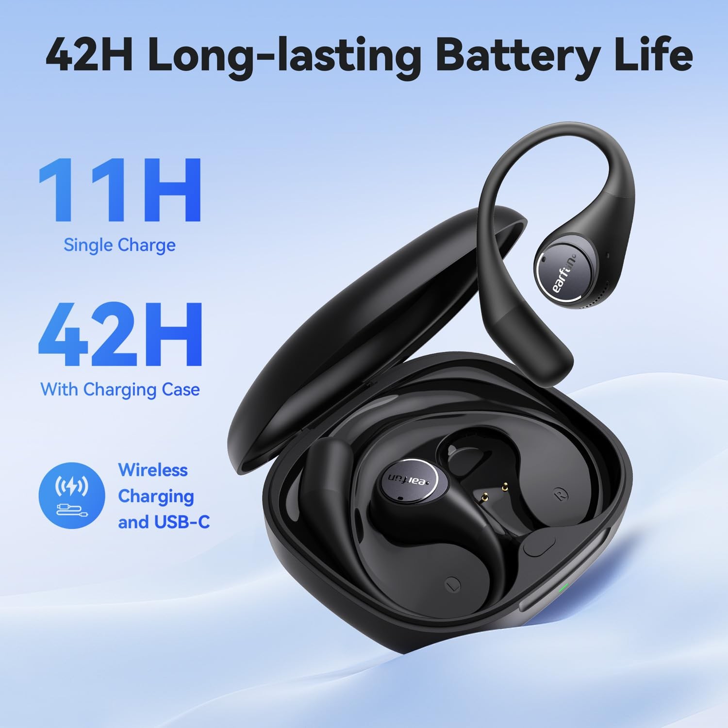 Wireless Open Ear Headphones LDAC Noise Cancelling IPX7 Waterproof 42H Playtime