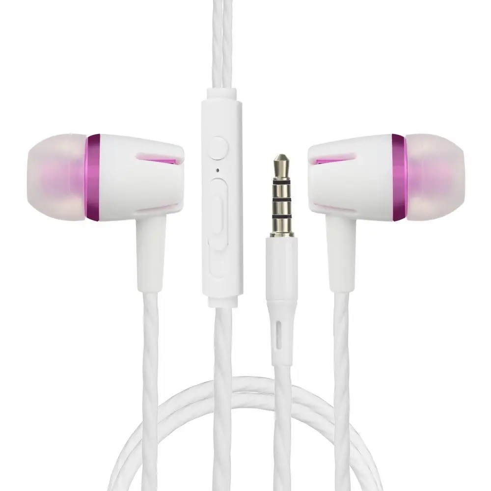 1Pc Wired Stereo Earphones 3.5mm, In-Ear with Mic, Nylon Weave Cable for Laptop