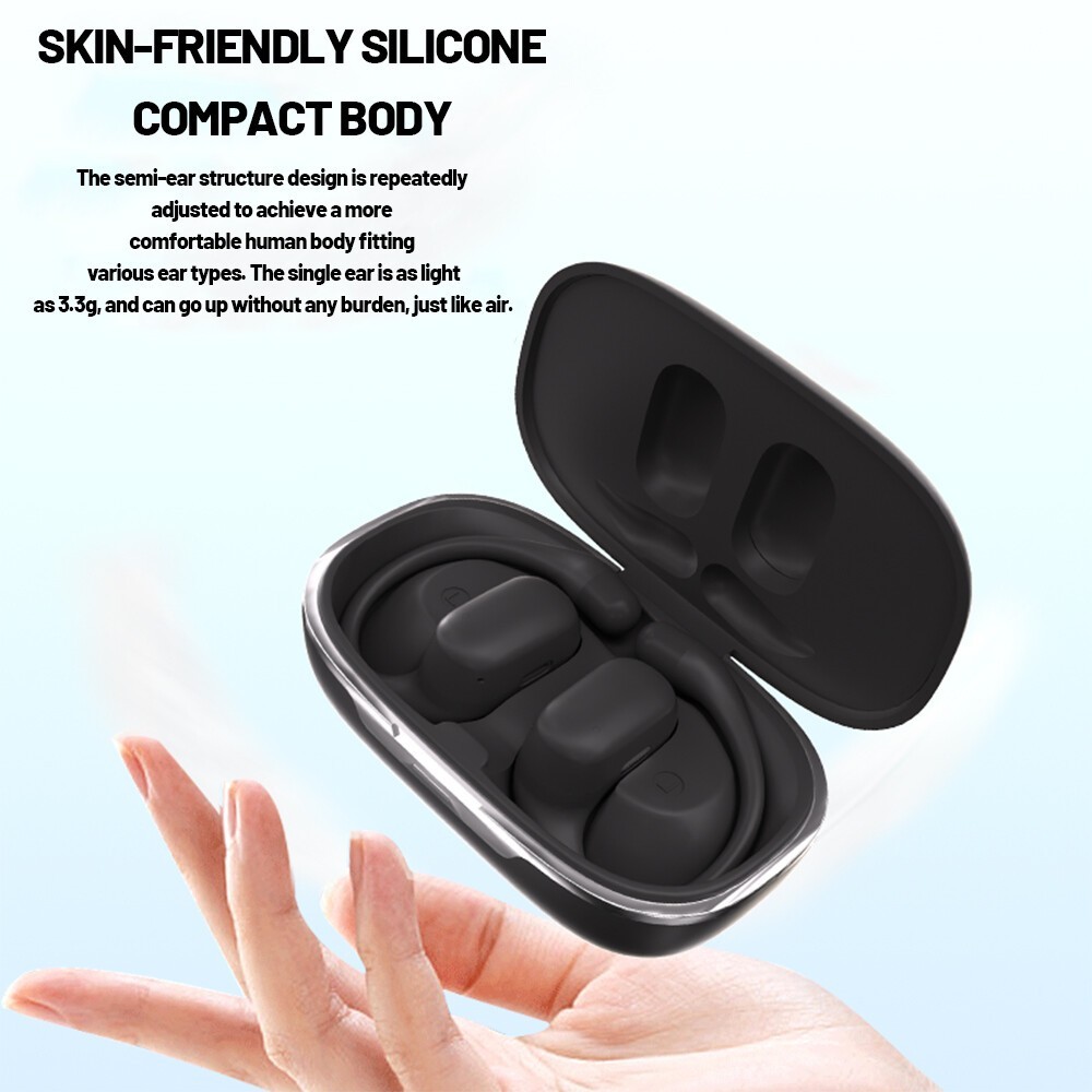 Open Ear Headphones Bluetooth Wireless Over Earbuds with Ergonomic Earhook BLACK