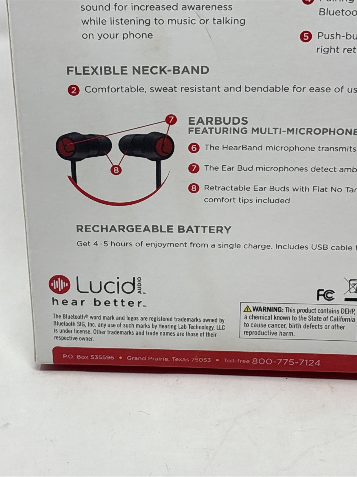Lucid Hearband Black Bluetooth Earbud Sports Neckband Amplifier Music, Calls