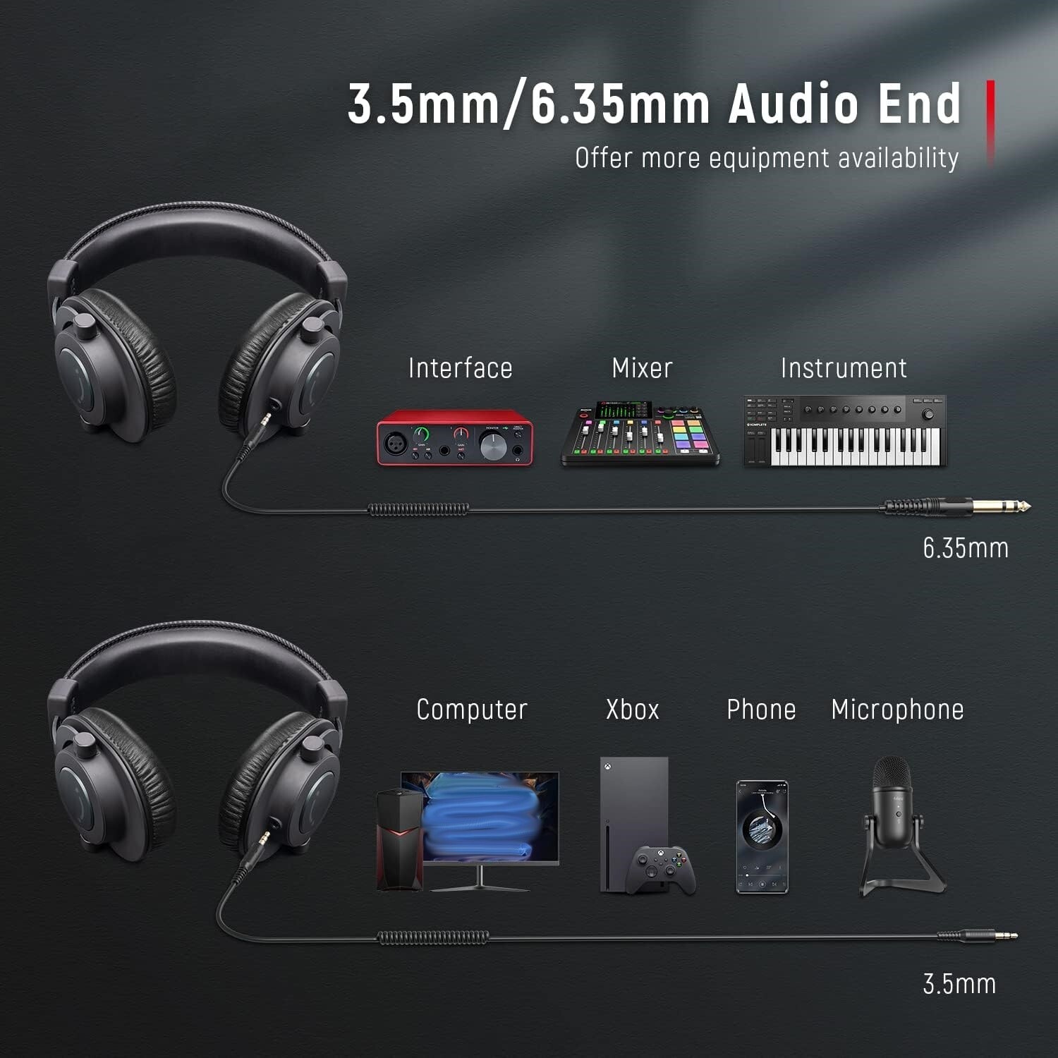 Auriculares con cable desmontables con conector de 3,5 mm o 6,35 mm Cómodos NEW