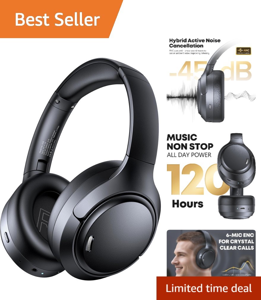 Over-Ear Bluetooth Headphones with 120H Battery & Active Noise Control