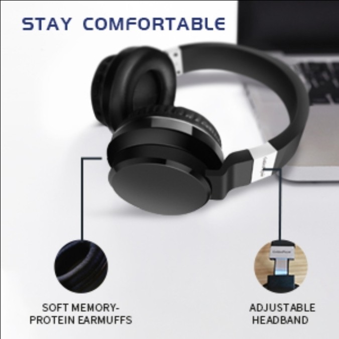 GoldenPlayer Wireless Headphones + Microphone, Deep Bass , Hi-Fi Stereo, Soft…