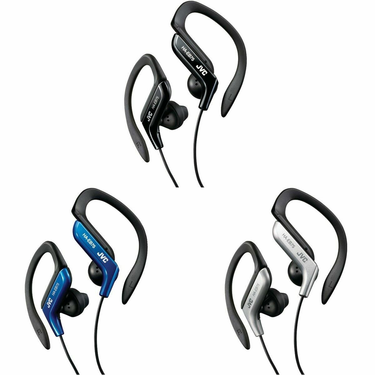 JVC Sport Ear Clip Earphones Adjustable Splash Proof (HA-EB75B), assorted colors