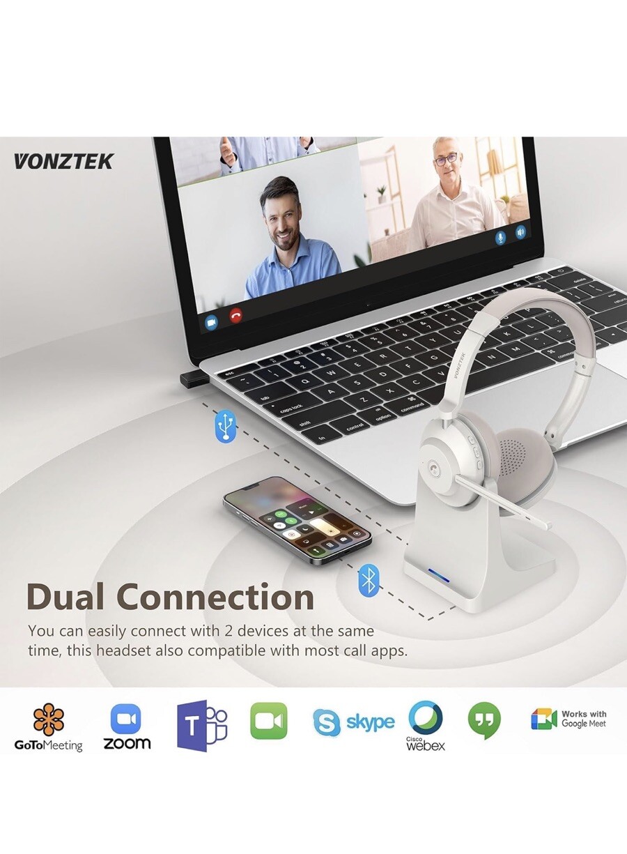 Vonztek Bt882-d Wireless Headset With Microphone Noise Cancelling NEW!!!