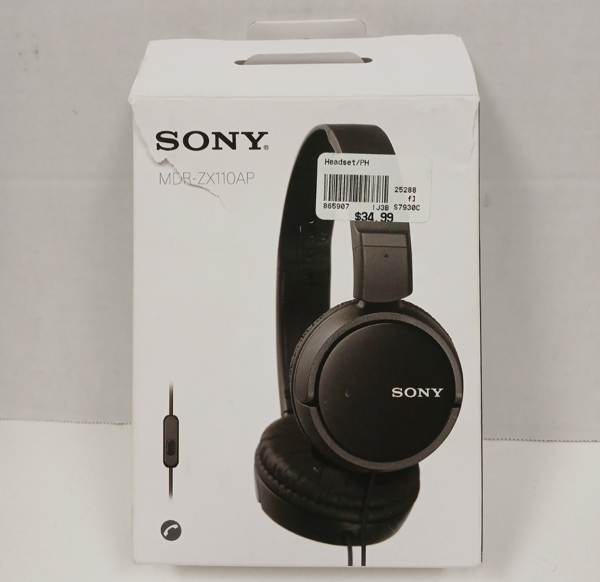 Sony MDR-ZX110AP On-Ear Wired Headphones, Black