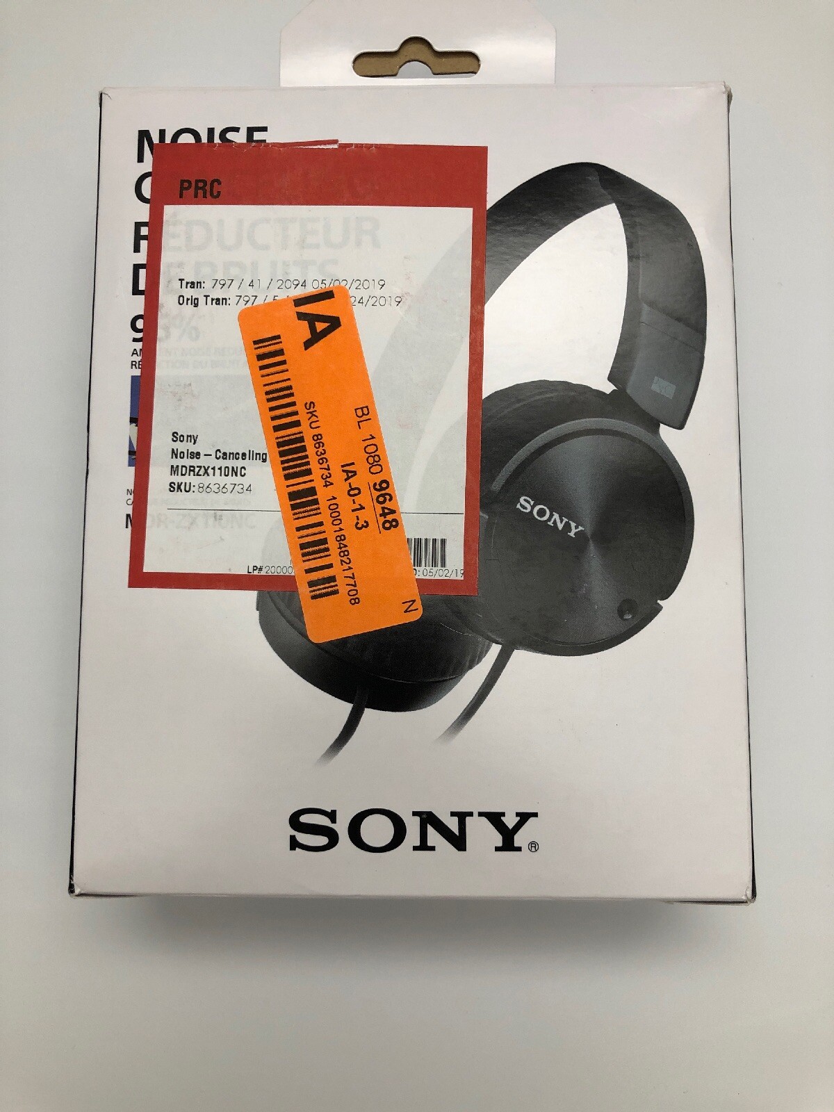 SONY MDR-ZX110NC Black Noise Cancellations In Flight Adapter Compact Folds