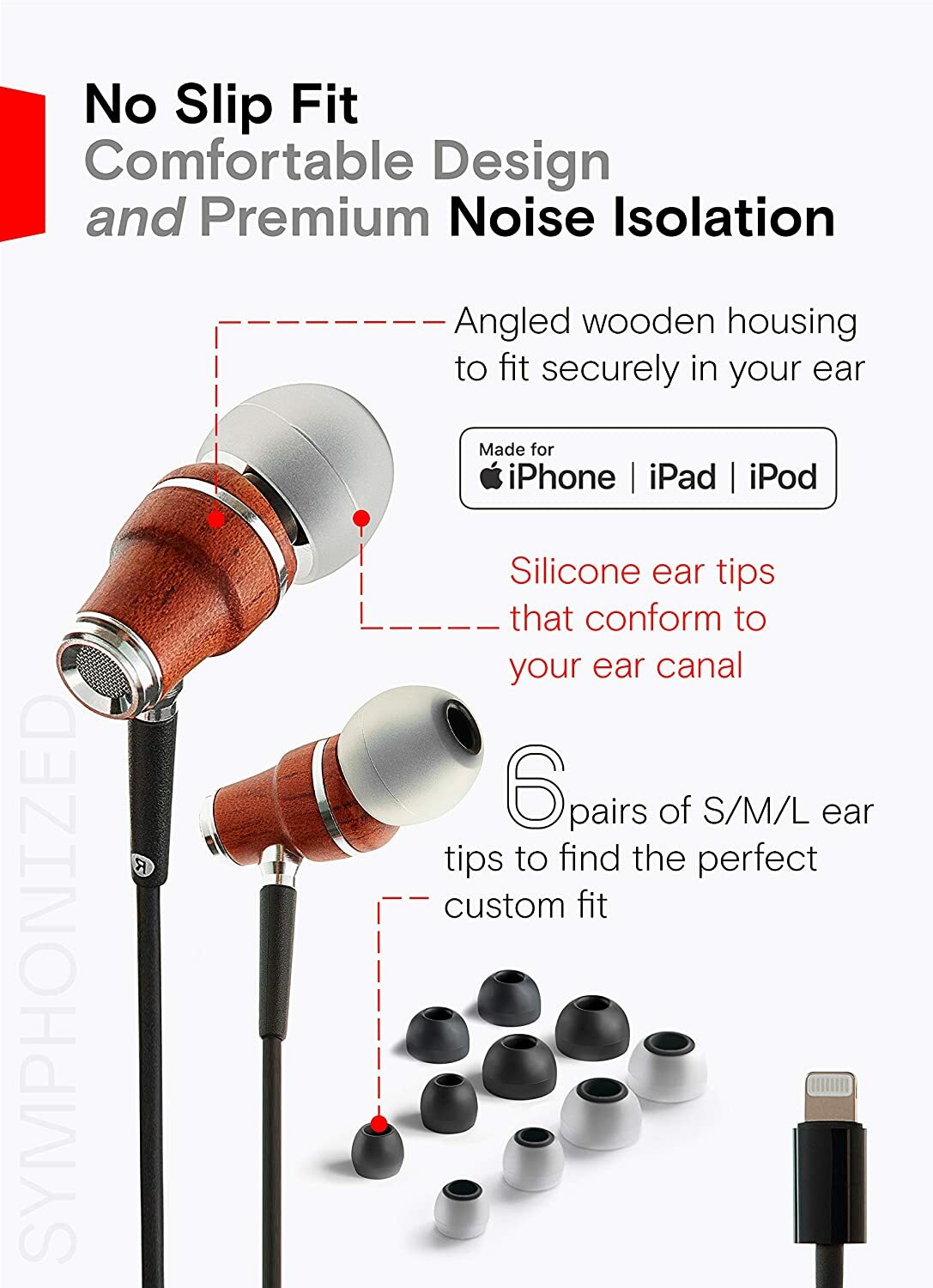 Symphonized NRG MFI Wired Earbuds for Apple Devices – (Open Box)