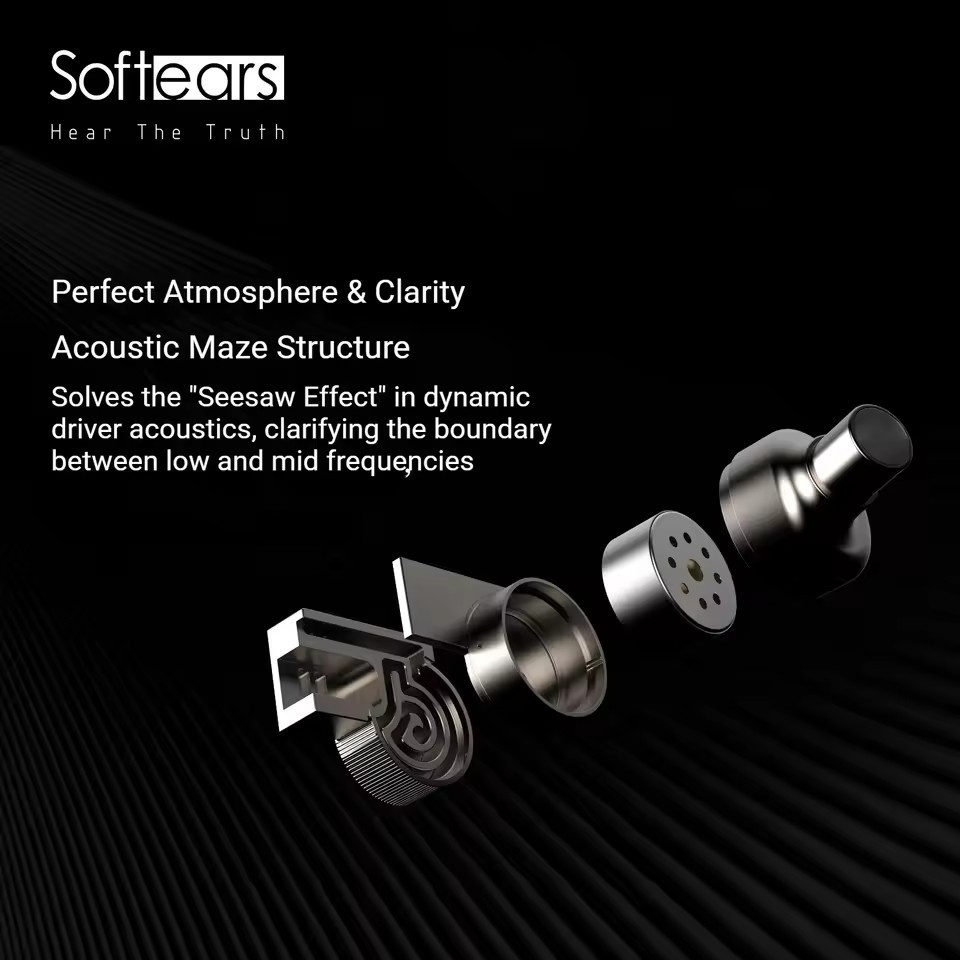 Softears Edge In Ear Wired Hifi Dynamic Driver Earphone Titanium Alloy Cavity