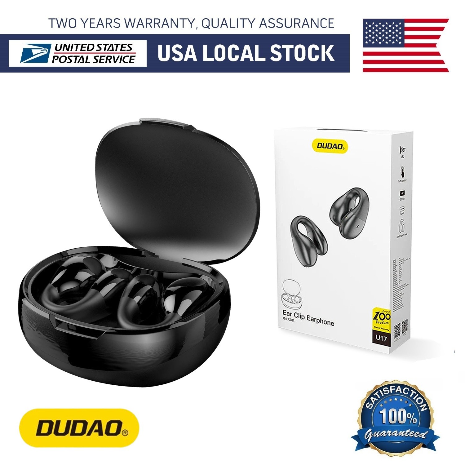 NEW Bone Conduction Earphone Bluetooth 5.2 Ear Clip on Ear Earring Wireless