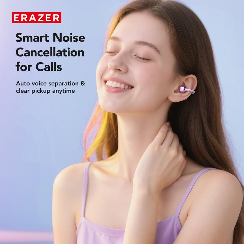 1*ERAZER XF36 Clip-on Wireless Earbuds Bluetooth Headset AI Translator Headphone