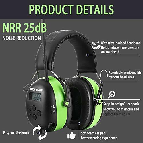 Bluetooth Headphones with FM/AM Radio, Rechargeable Protector w/ Digital Display