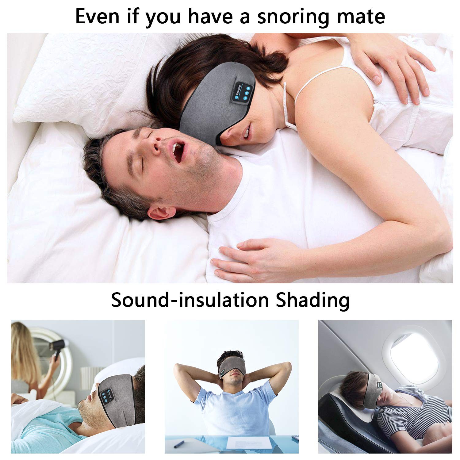Wireless Sleep ,SKEYEOL Sleep Headphones,Adjustable&Washable Music Travel Sle…