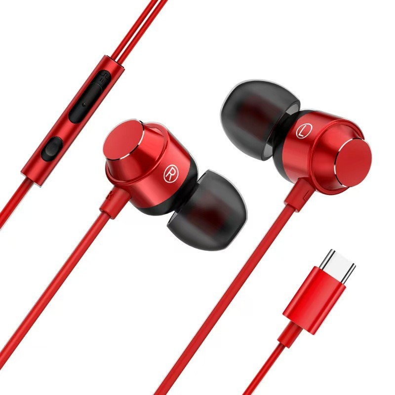 Metal in ear USB-C digital DAC earphones with heavy bass
